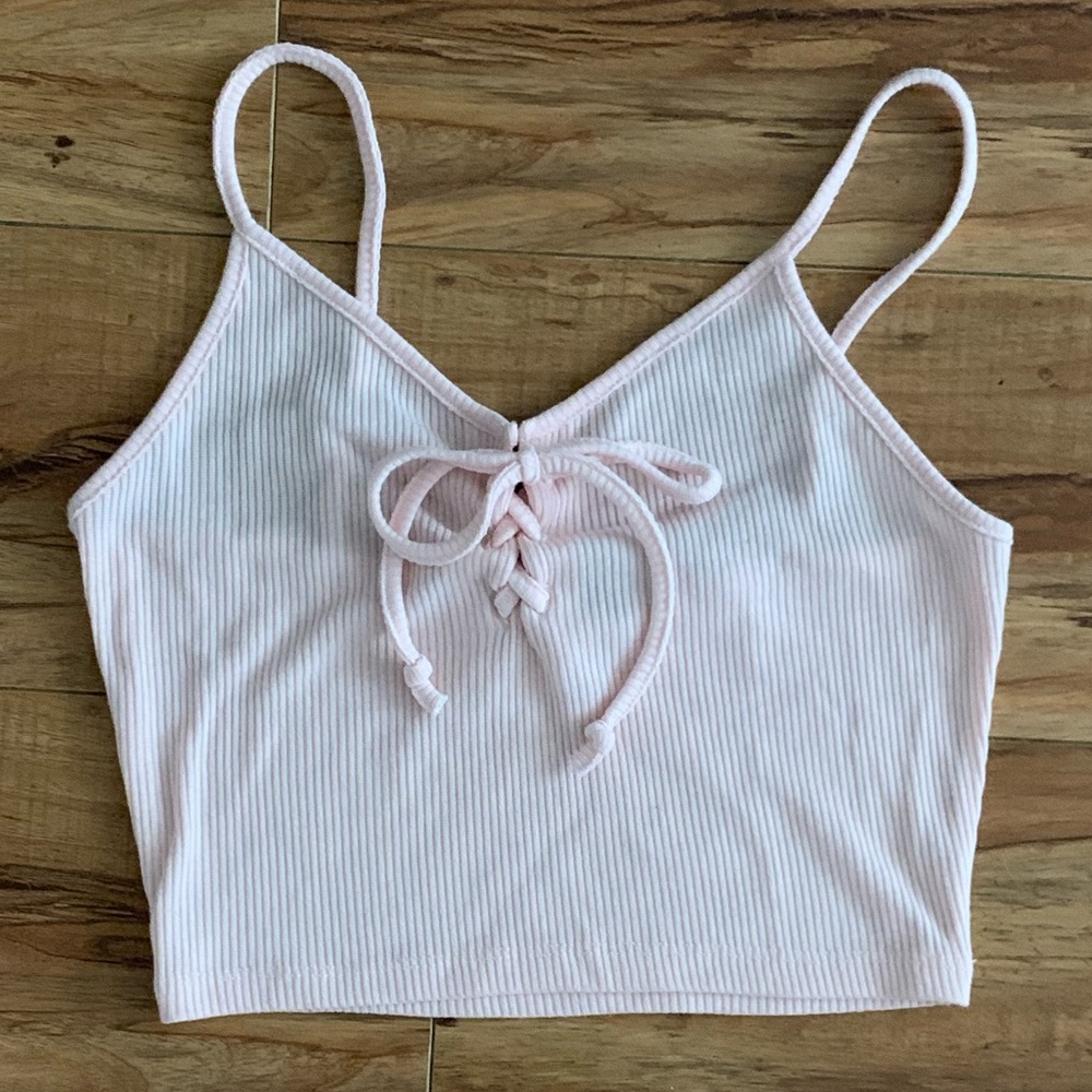 Forever21 Size M Light Pink Knit Crop Tank Top